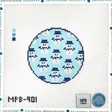 Blue White Snowman Round