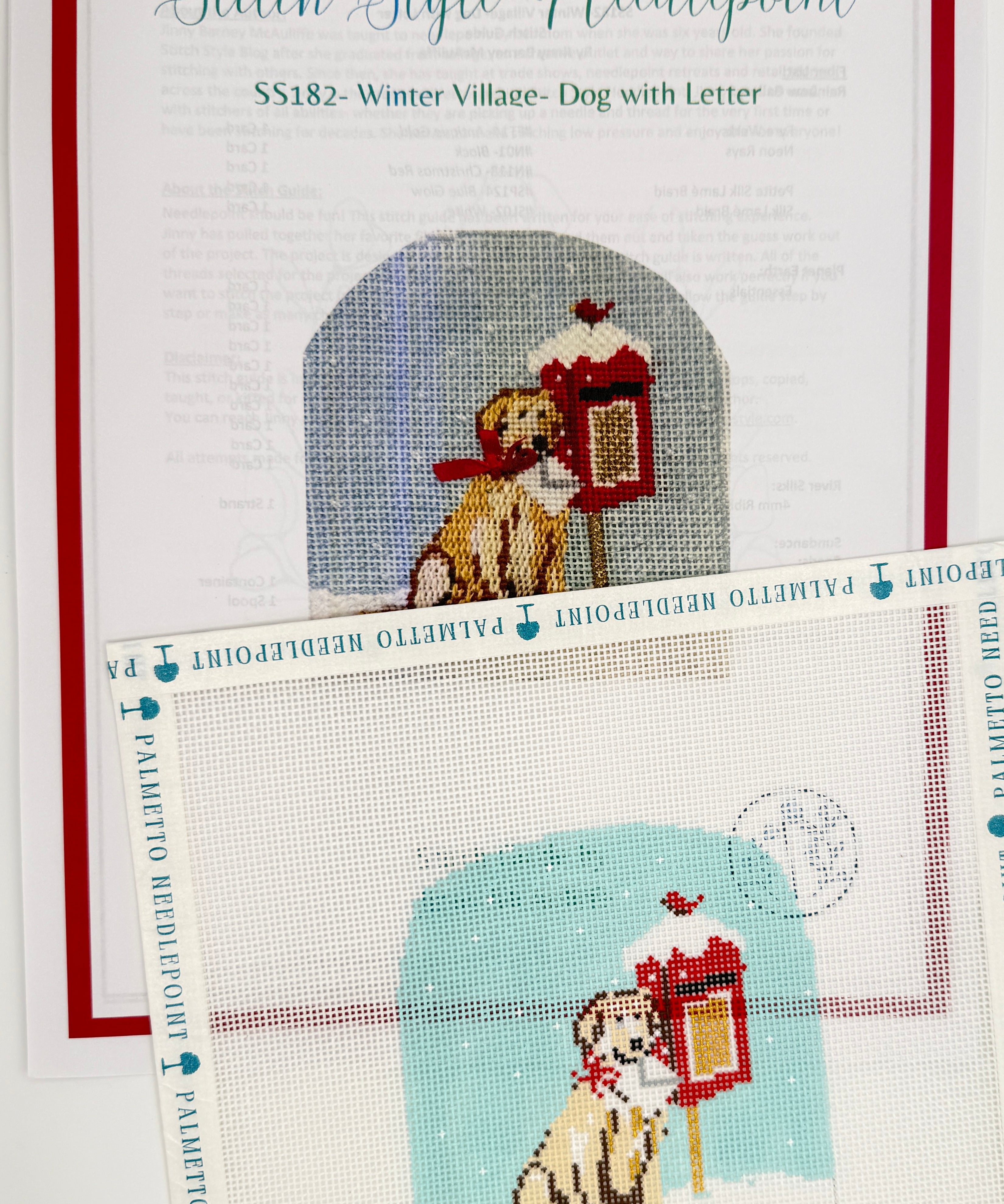 Winter Village - Dog with Letter with Stitch Guide